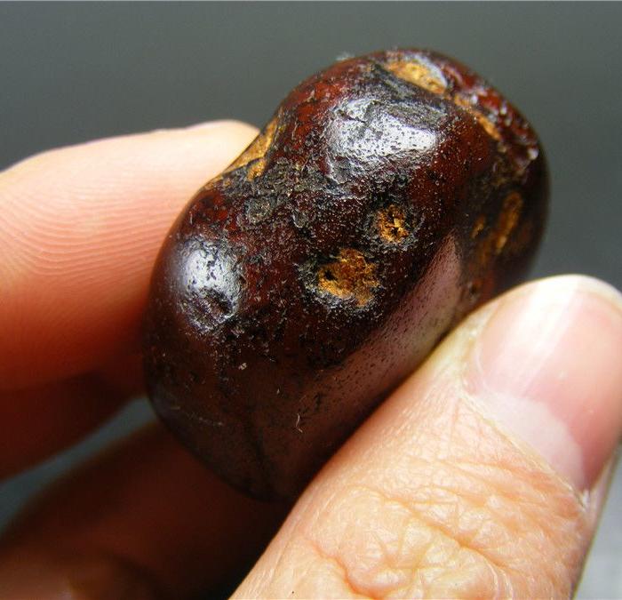 难得之物 明代*传琥珀大扁随形勒子一枚(包老到代)