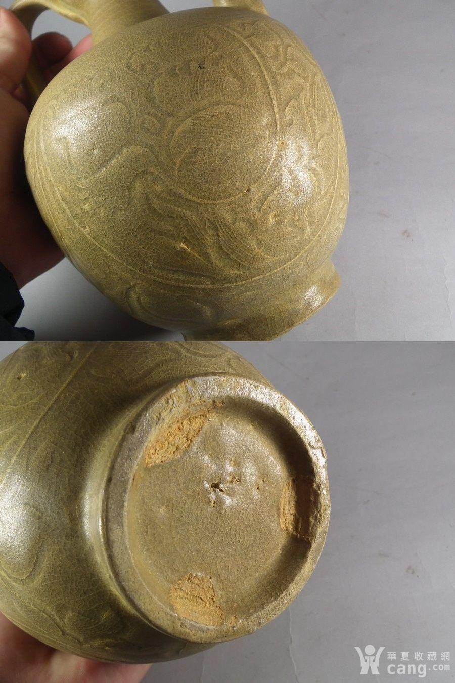 北宋越窑米黄釉牡丹花卉葫芦形大执壶