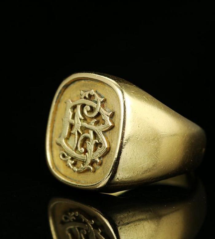 古董18k黄金火漆印章徽章戒指 古罗马图章戒指