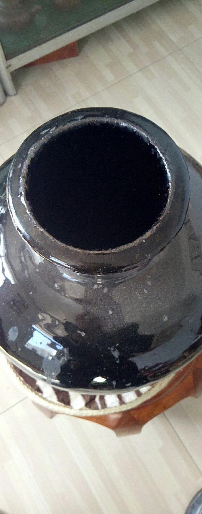 明代乌金釉酒坛子,尺寸高35公分小口12.5公分