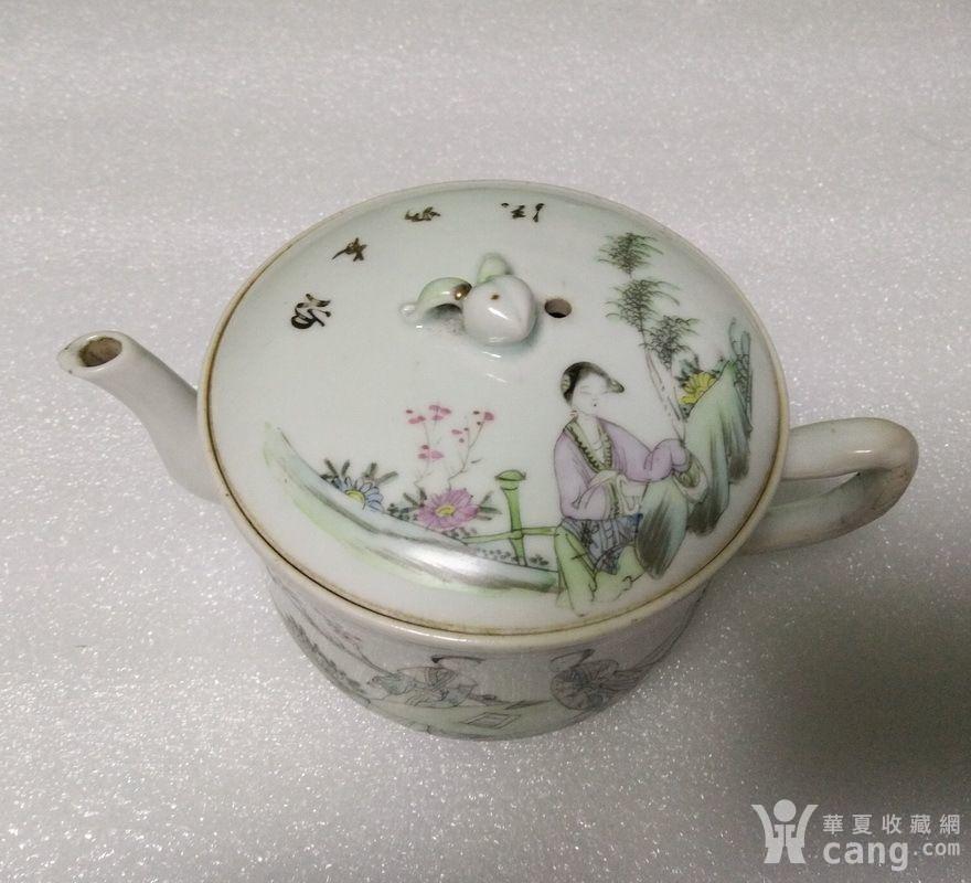 民国余远生粉彩侍女参汤壶包老