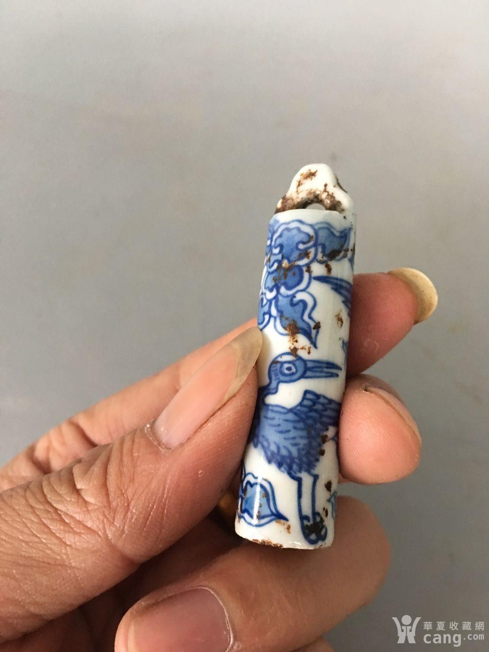 瓷器青花仙鹤翎管,13517033319