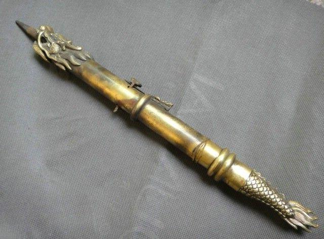 清代龙头铜袖镖暗器