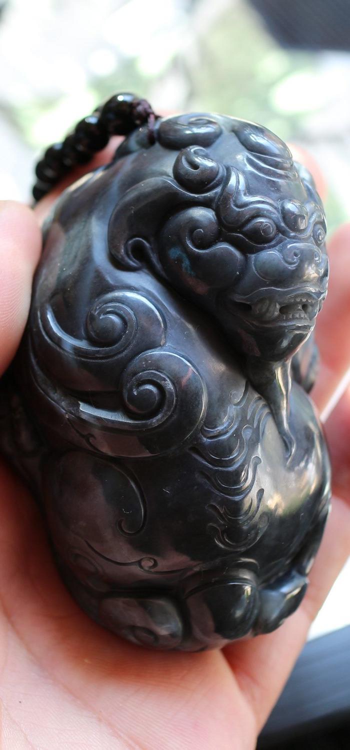 新疆和田墨玉籽料貔貅手把件 文*大师作品