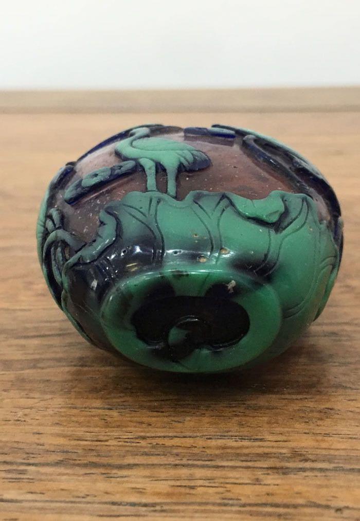 古玩老料器清代传世老货小件精品套料鼻烟壶一件