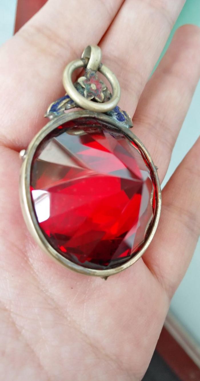 红宝石老银吊坠