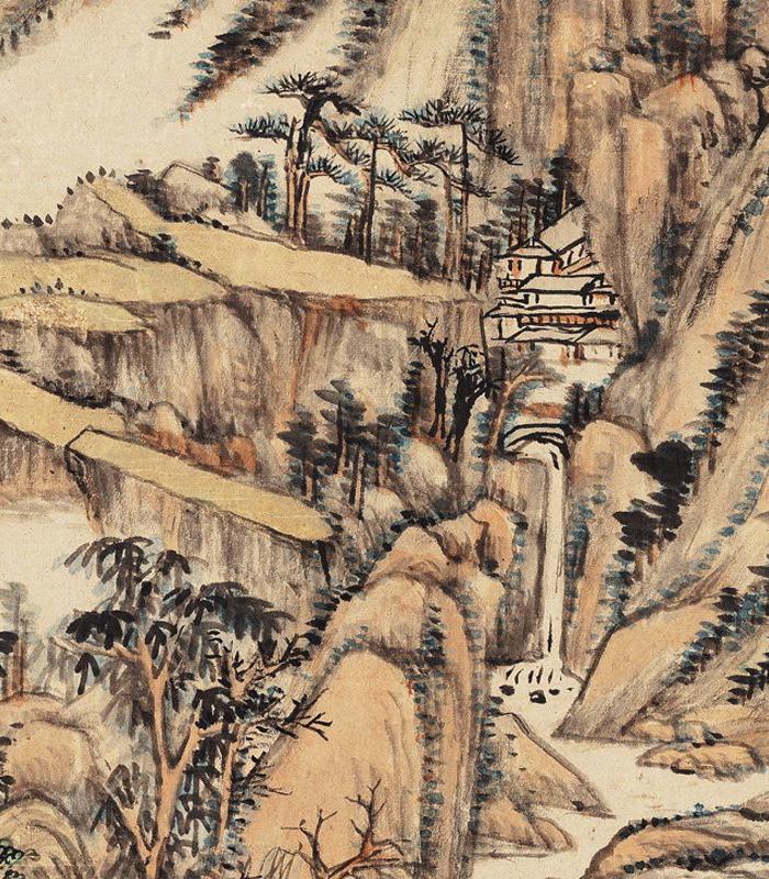 清 王原祁 仿黄公望设色山水图