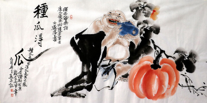 何奕兴·四尺国画人物《弥勒佛》