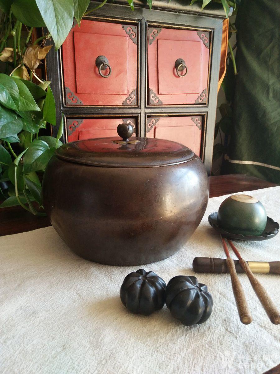 441-日本回流带盖老铜钵--(清中期)江户时期柔铜钵