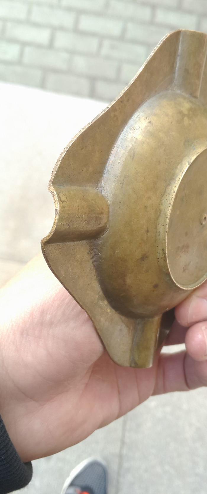 清末民国白铜满工烟灰缸