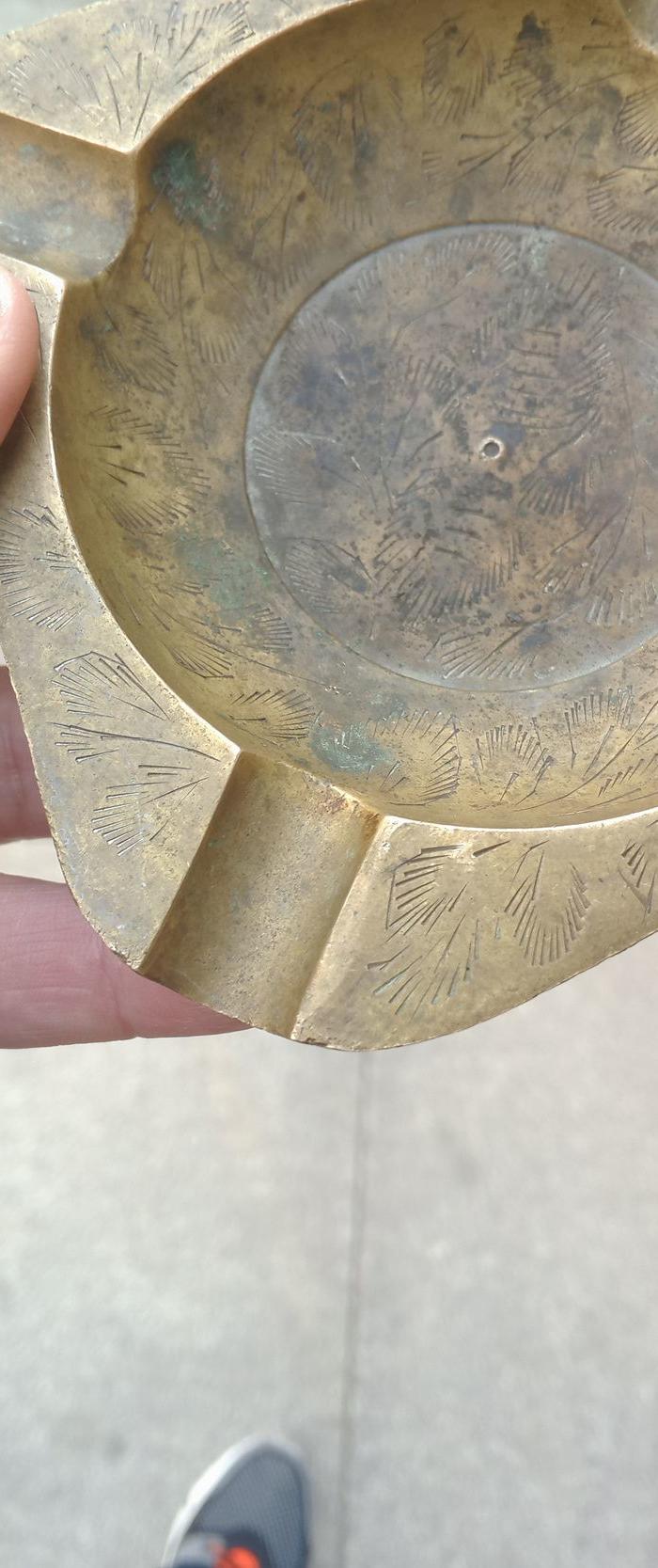 清末民国白铜满工烟灰缸