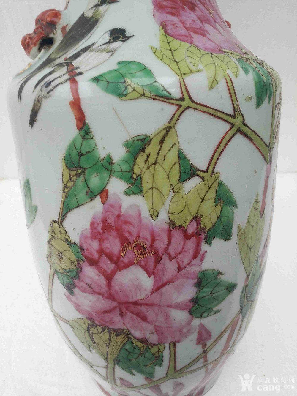 晚清大名家张子英富贵白头大花瓶