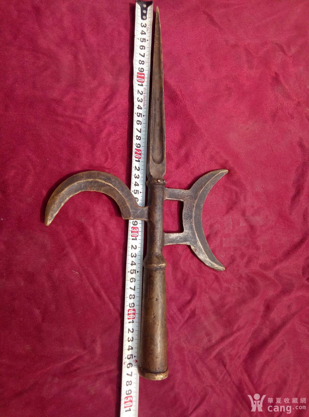 清代绿营全铜大矛方天画戟,长度:47 宽度:23