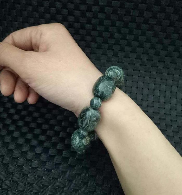 时尚金钱石手串圆珠桶珠手串