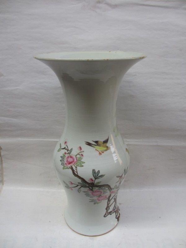 民国柳树黄莺花觚