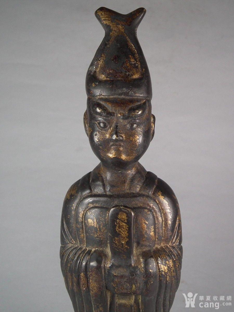铜器 造像 明代铜鎏金执护板文官大立像 明代铜鎏金执护板文官大立像