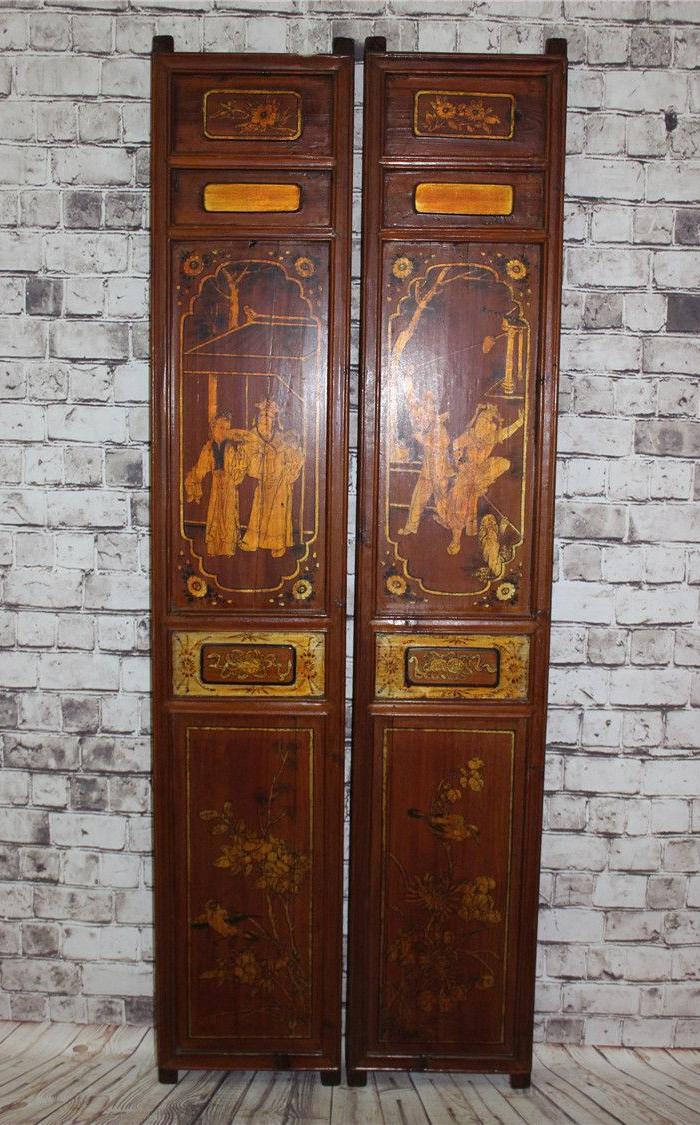 民国描绘屏风一套