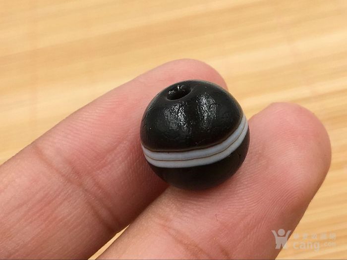 精品 唐珠 一线药师珠 黑底白线 十分漂亮 包浆熟润