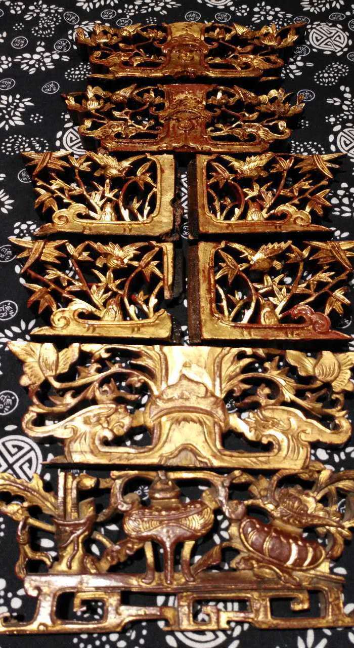 清 竹子草龙卡子花8片_清 竹子草龙卡子花8片价格