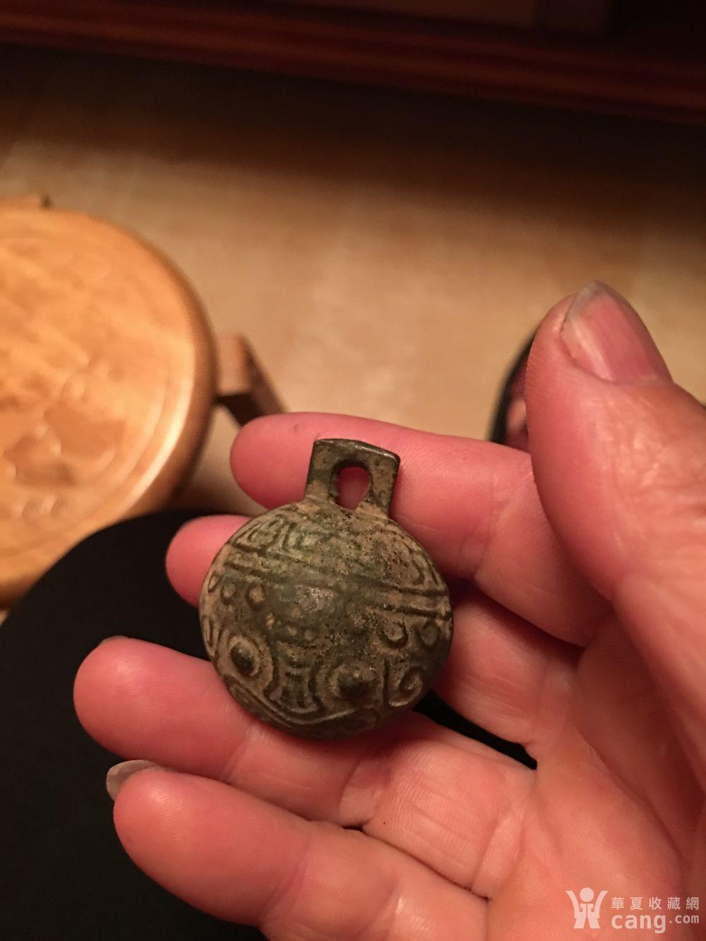 一个古代漂亮约虎头铜铃铛