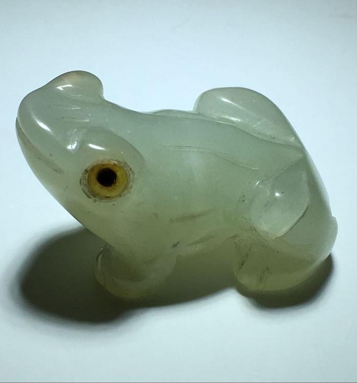 【回流】出口创汇 时期 玉青蛙 小把件 手工 雕刻