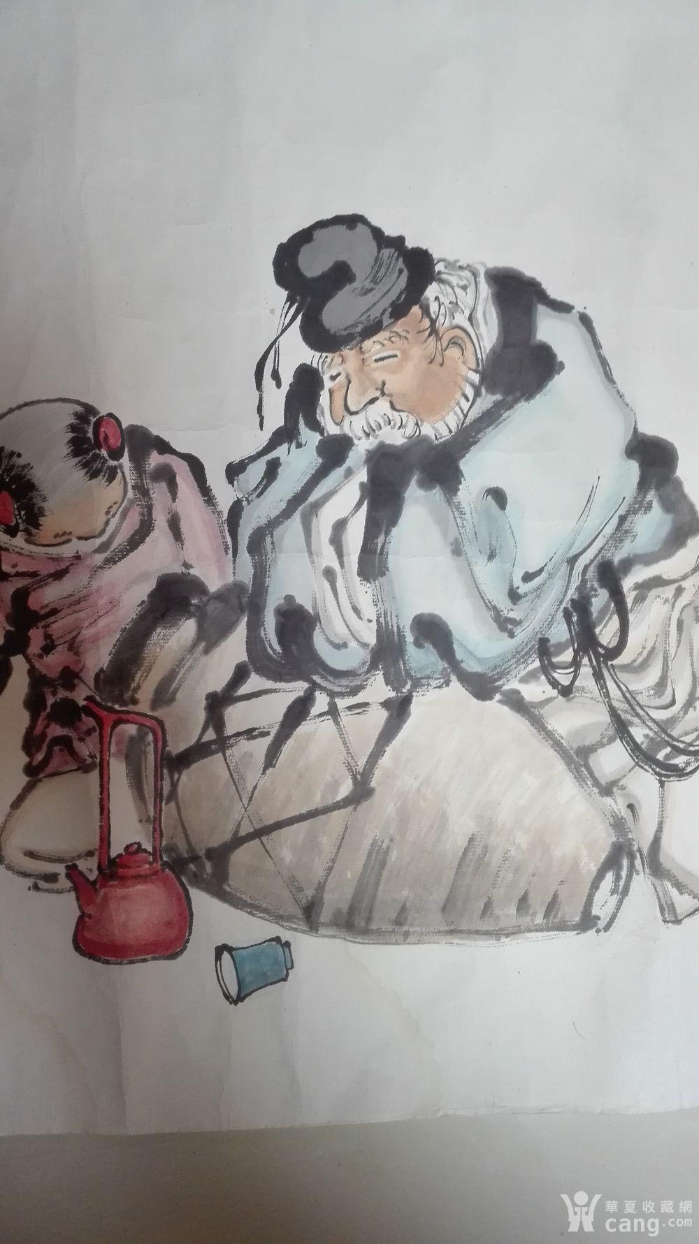 清末著名画家李霞人物画醉仙图镜心