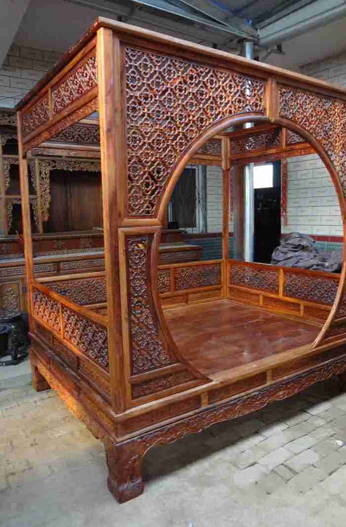 清代海南黄花梨架子床古董木艺老木器老家具传世收藏会所别墅