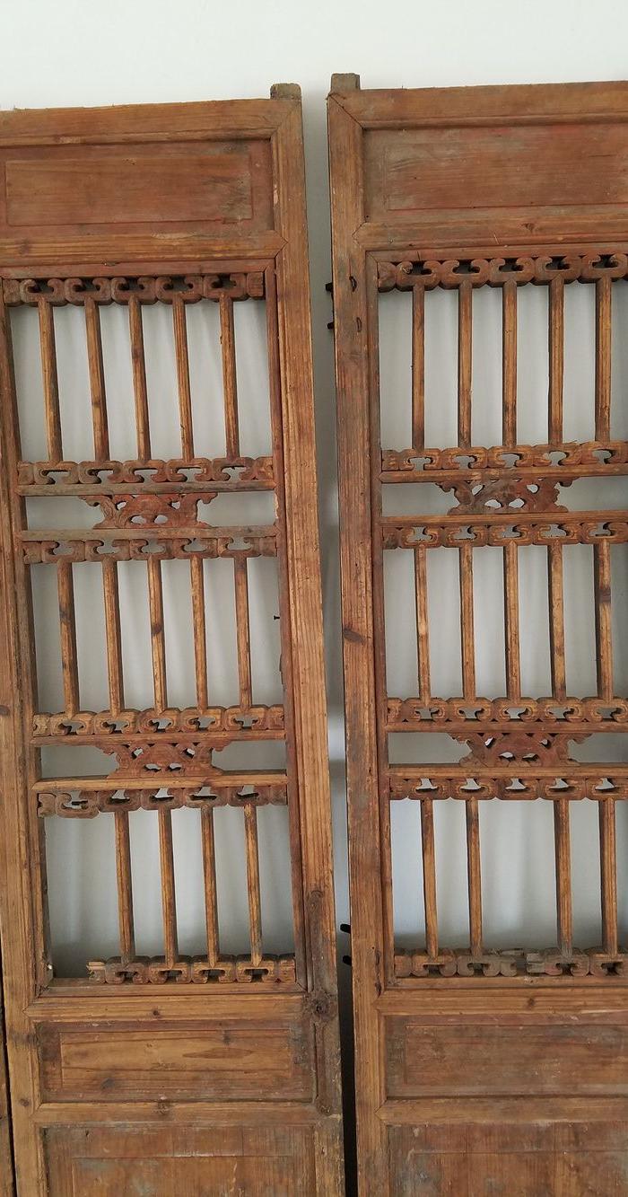 清代格子蝙蝠门六片