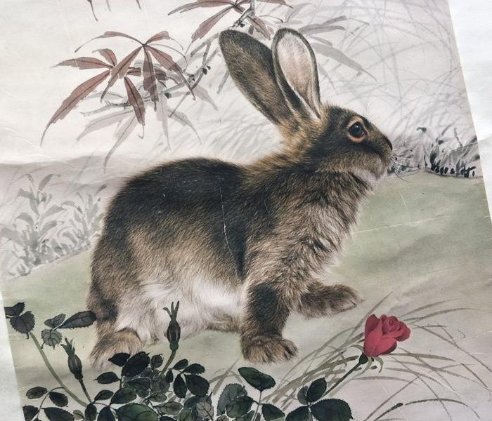 一幅近代名人刘奎龄兔子画