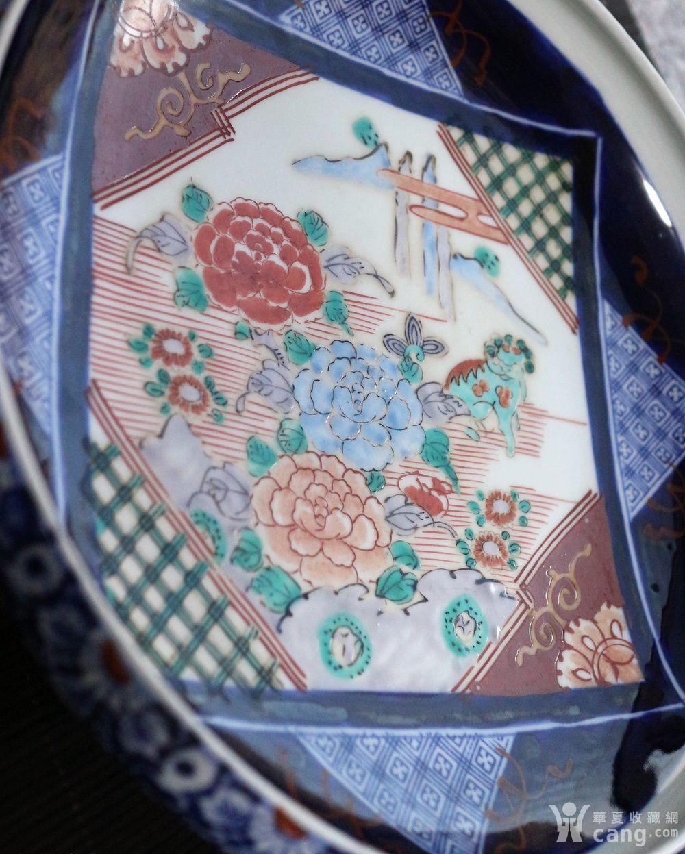 清末民初 日本老朝日烧青花粉彩瓷器深腹大盘 壶承_地摊交易_华夏收藏