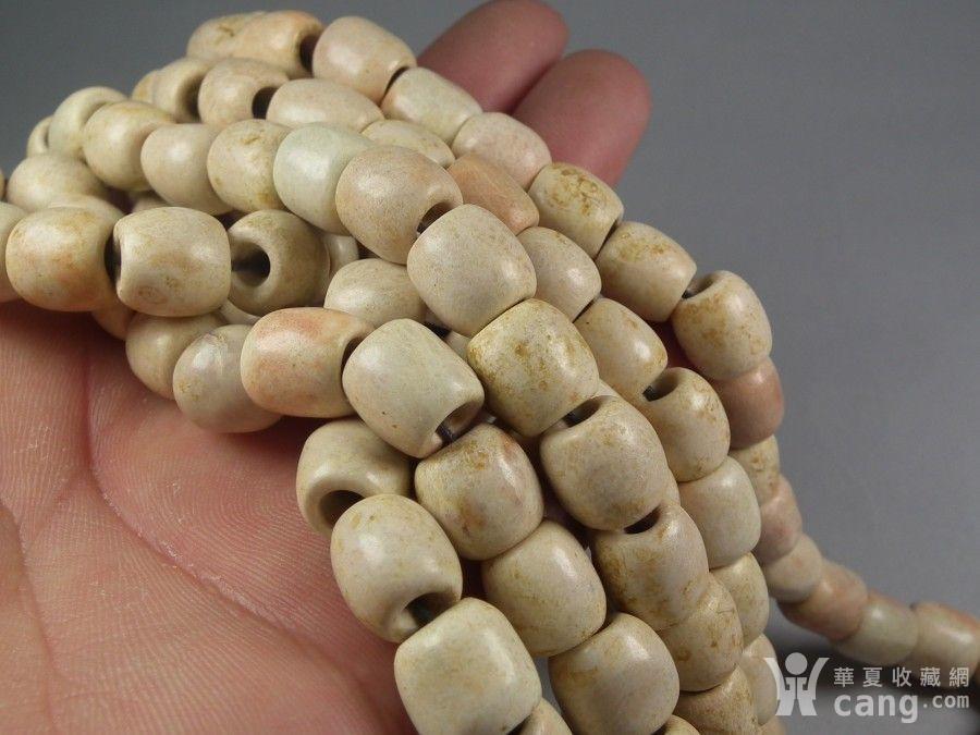 良渚文化满鸡骨白大玉珠子一串