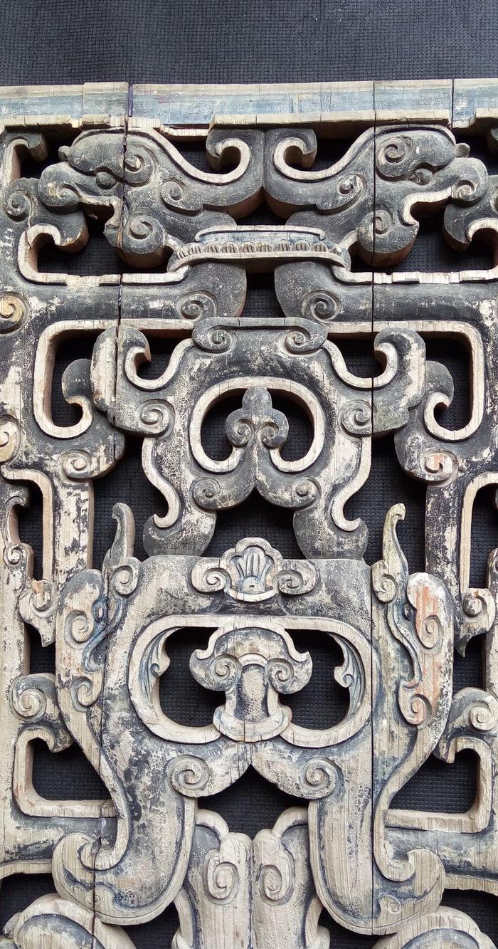 清代草龙雕板1对