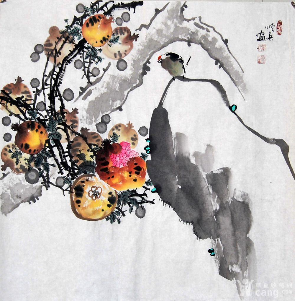 实力派画家 石榴-多子多福 斗方 刘顺兵 广西美协会员