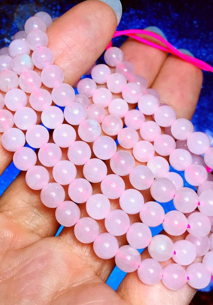 清新粉翠!天然缅甸a货翡翠老坑种粉色紫罗兰圆珠108佛珠手链