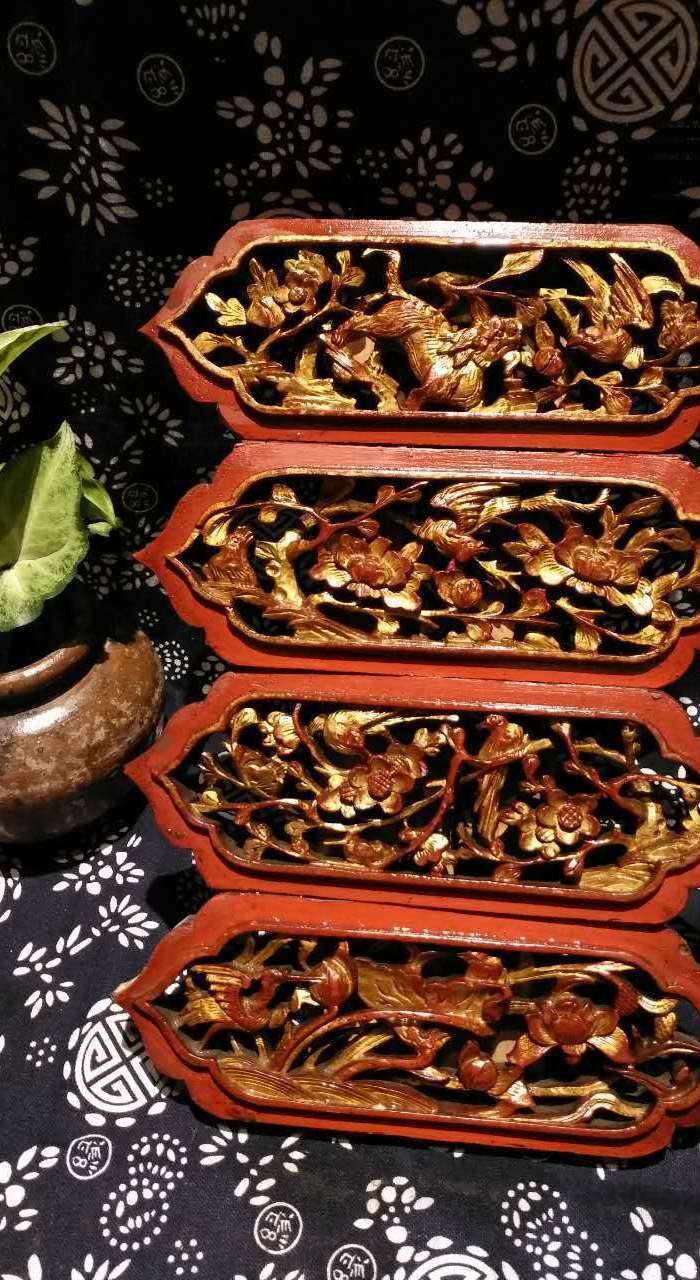 晚清老卡子花4片