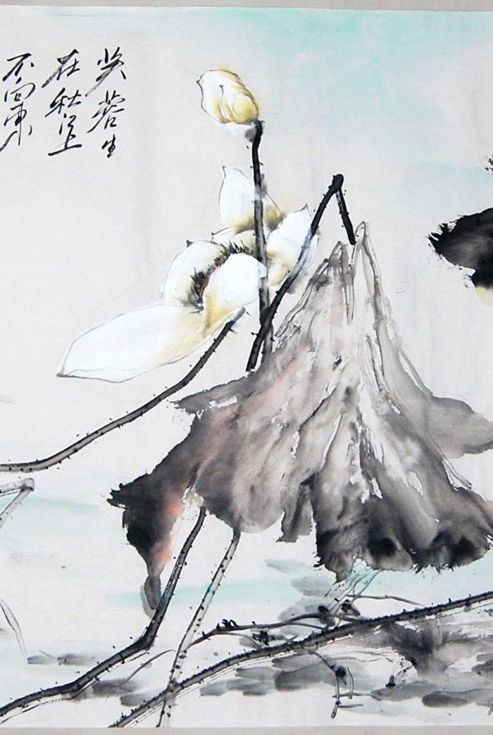 学院派 韦秋兰 荷花 四尺整