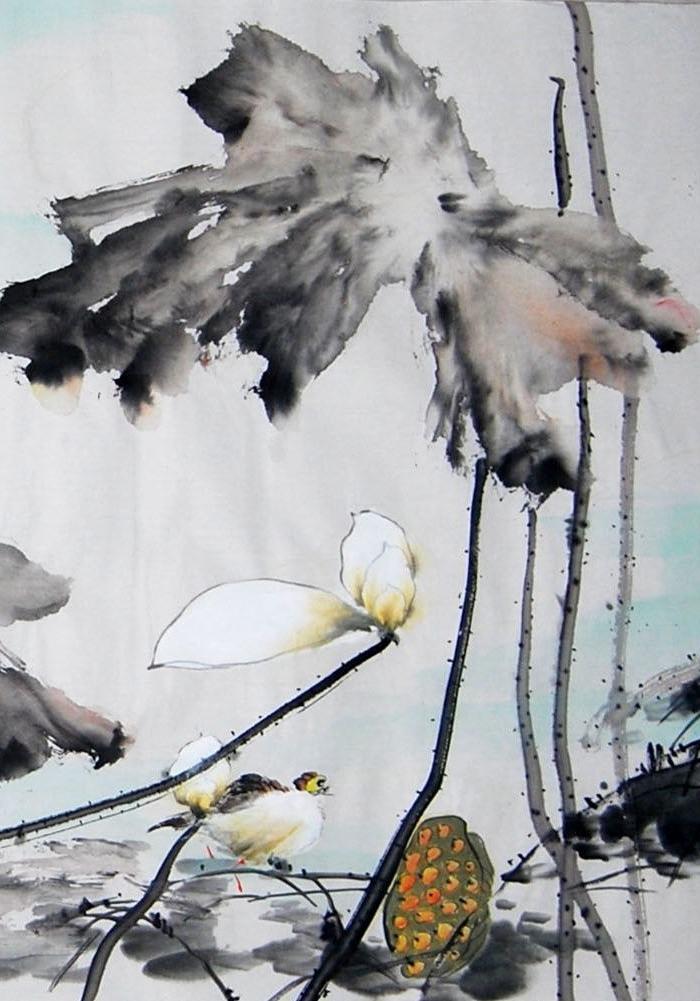 学院派 韦秋兰 荷花 四尺整