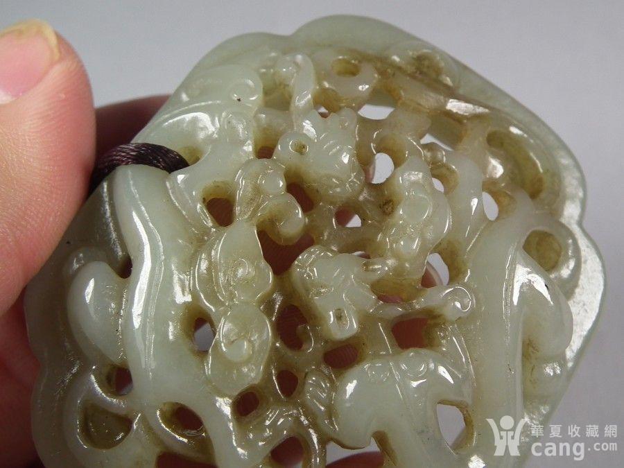 元代和田青白玉镂空灵芝双螭龙大镶嵌玉带板