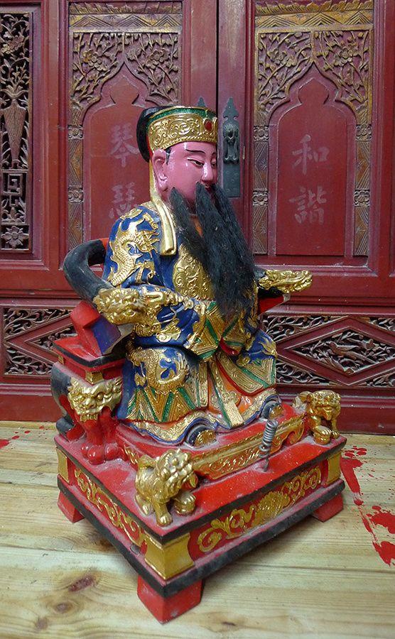 43厘米樟木雕 漆线雕 保生大帝 大道公