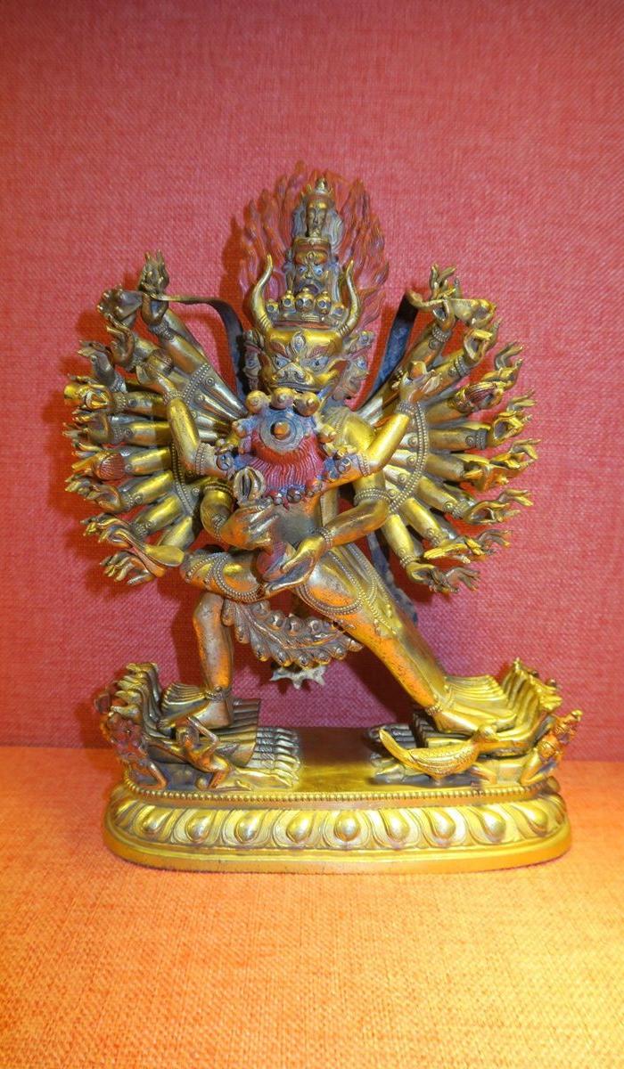 铜鎏金千手欢喜佛