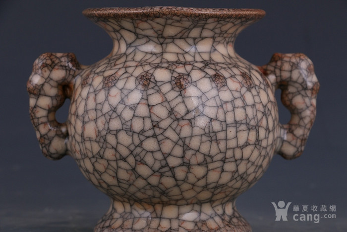 老瓷器宋哥窑政和元年清凉寺御制象耳罐 瓷器 老货 古董 古玩