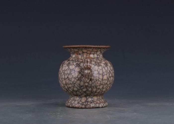 老瓷器宋哥窑政和元年清凉寺御制象耳罐 瓷器 老货 古董 古玩