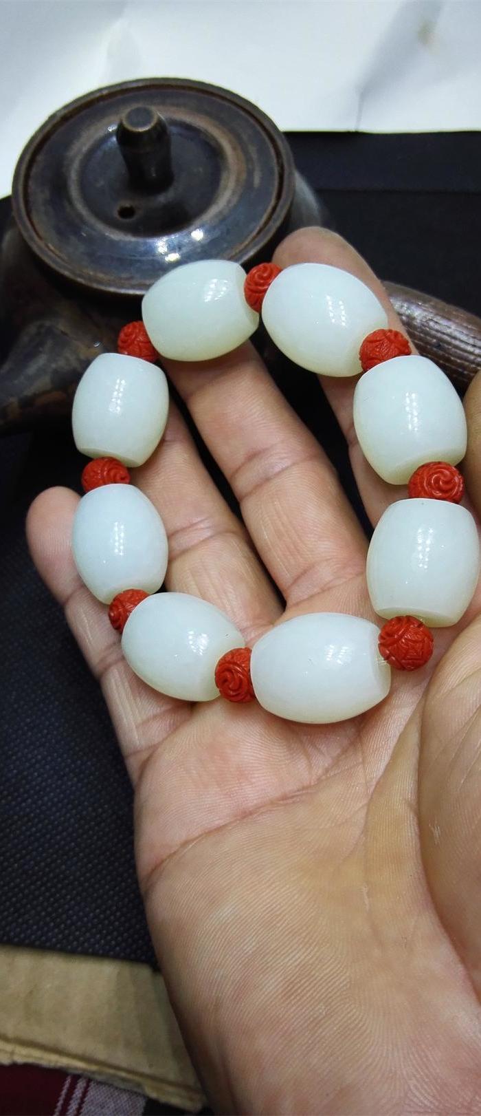 和田玉珠子手串儿8颗