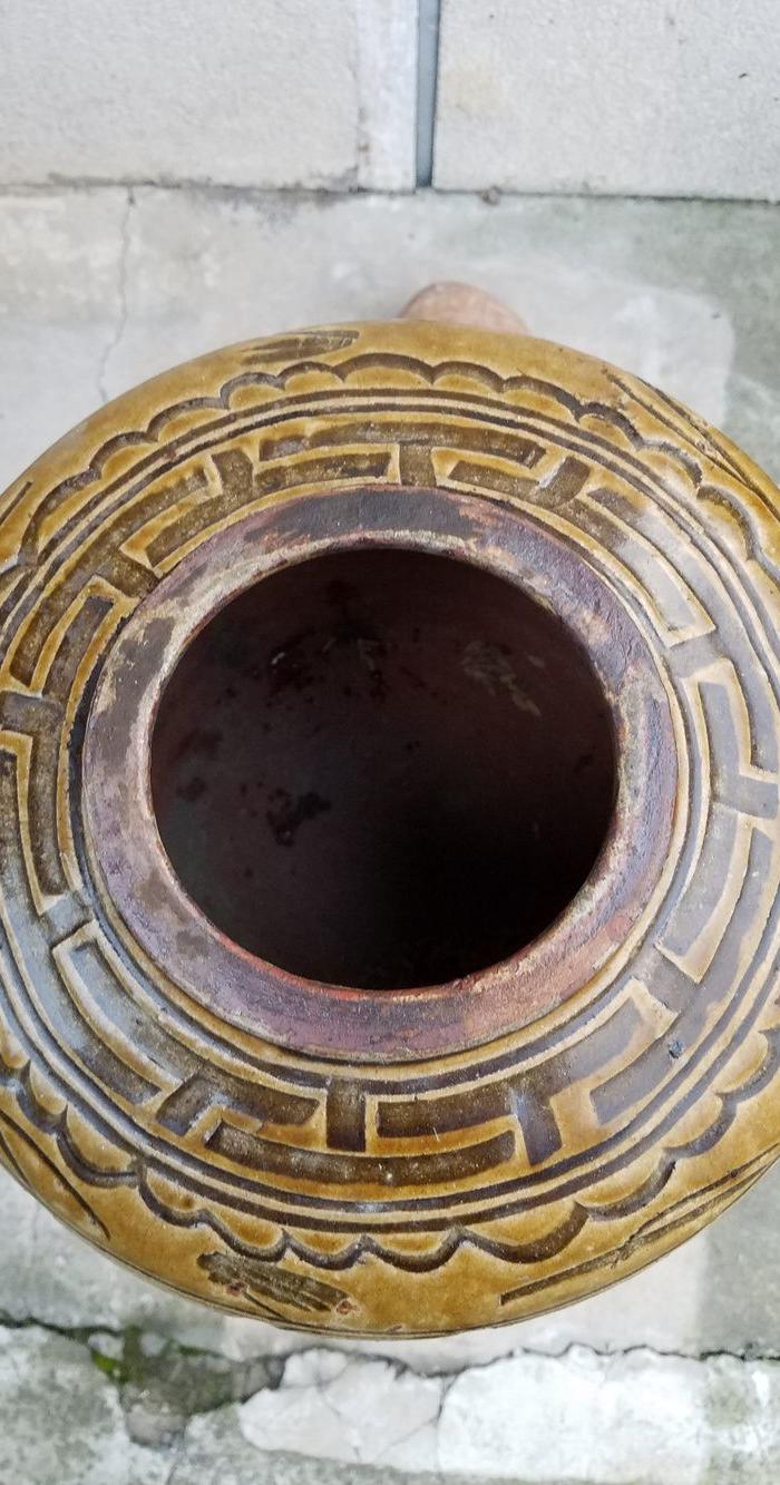 少见的 马口窑老寿字纹满工 大号陶罐