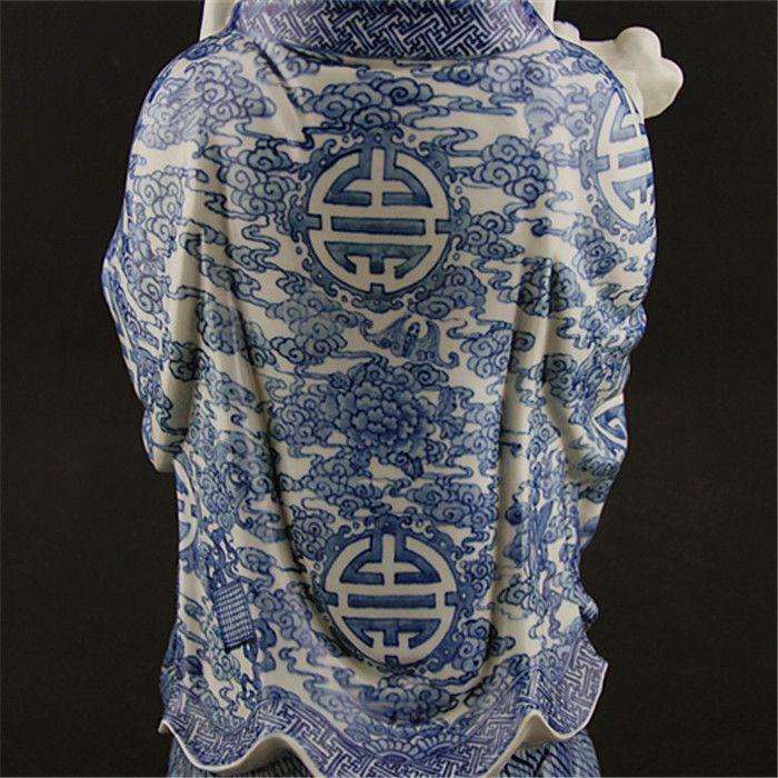 老瓷器曾山东底款雕塑瓷青花大头罗汉佛像古玩古董古瓷收藏