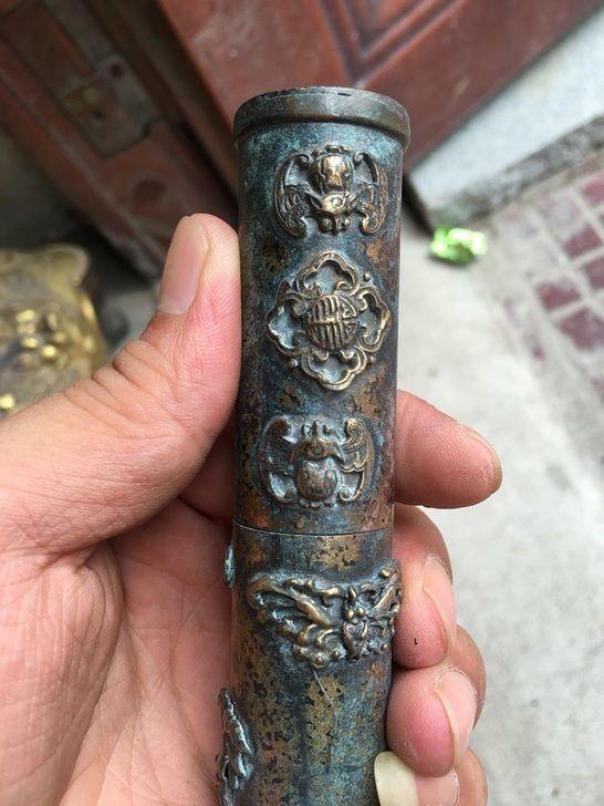 铜香筒 装香用的香筒 古朴自然图案精美