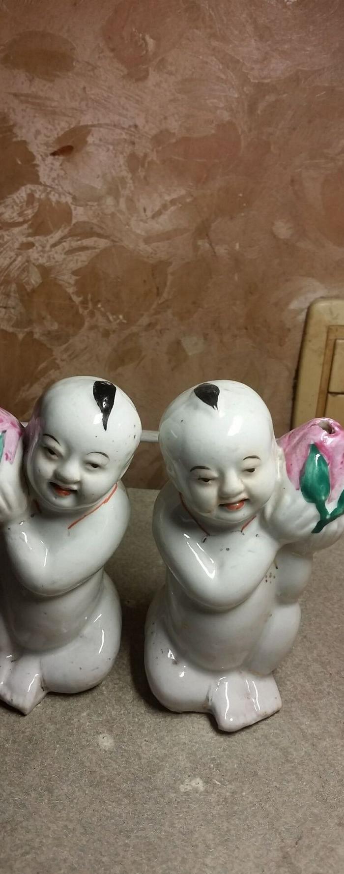 一对晚清民国瓷娃娃 全品