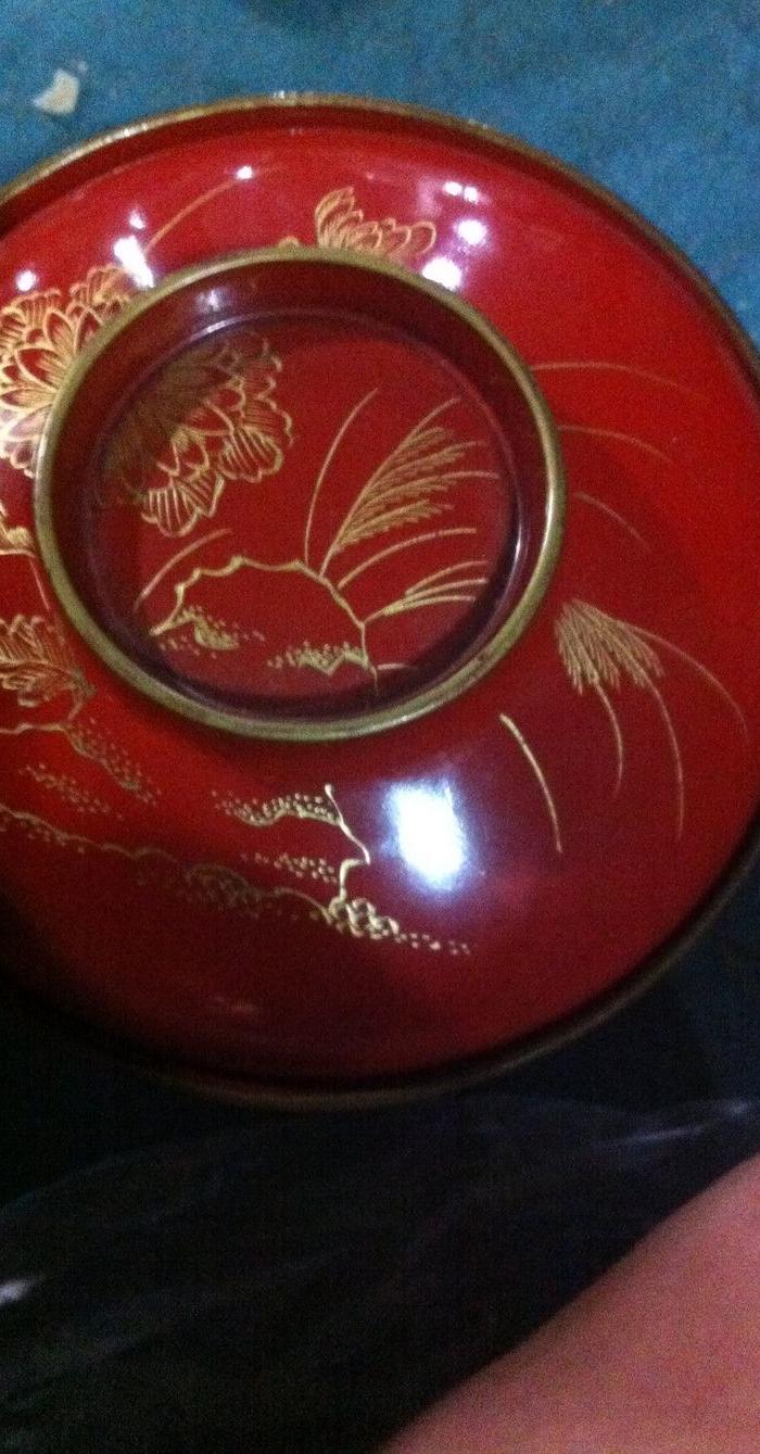 日本描金漆盖碗