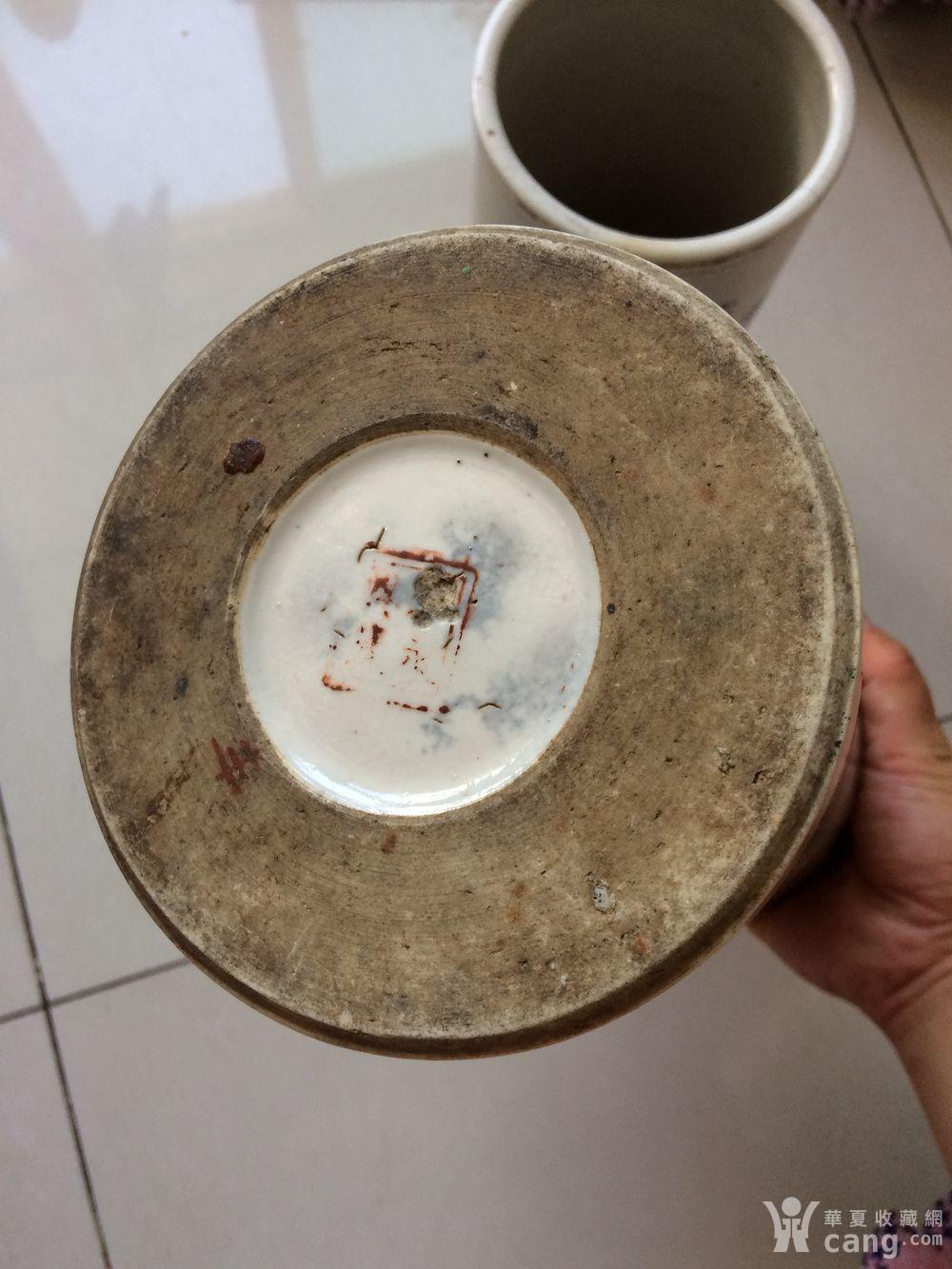 民国 李永兴号底款 花鸟帽筒一对