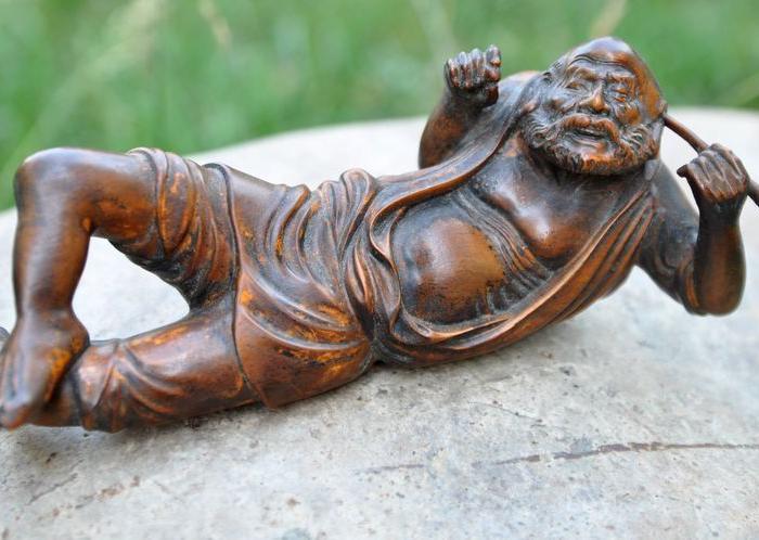 文房老旧物件古董清代黄杨木雕睡罗汉摆件